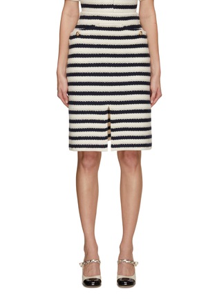 Main View - Click To Enlarge - CRUSH COLLECTION - Striped Jacquard Slit Skirt