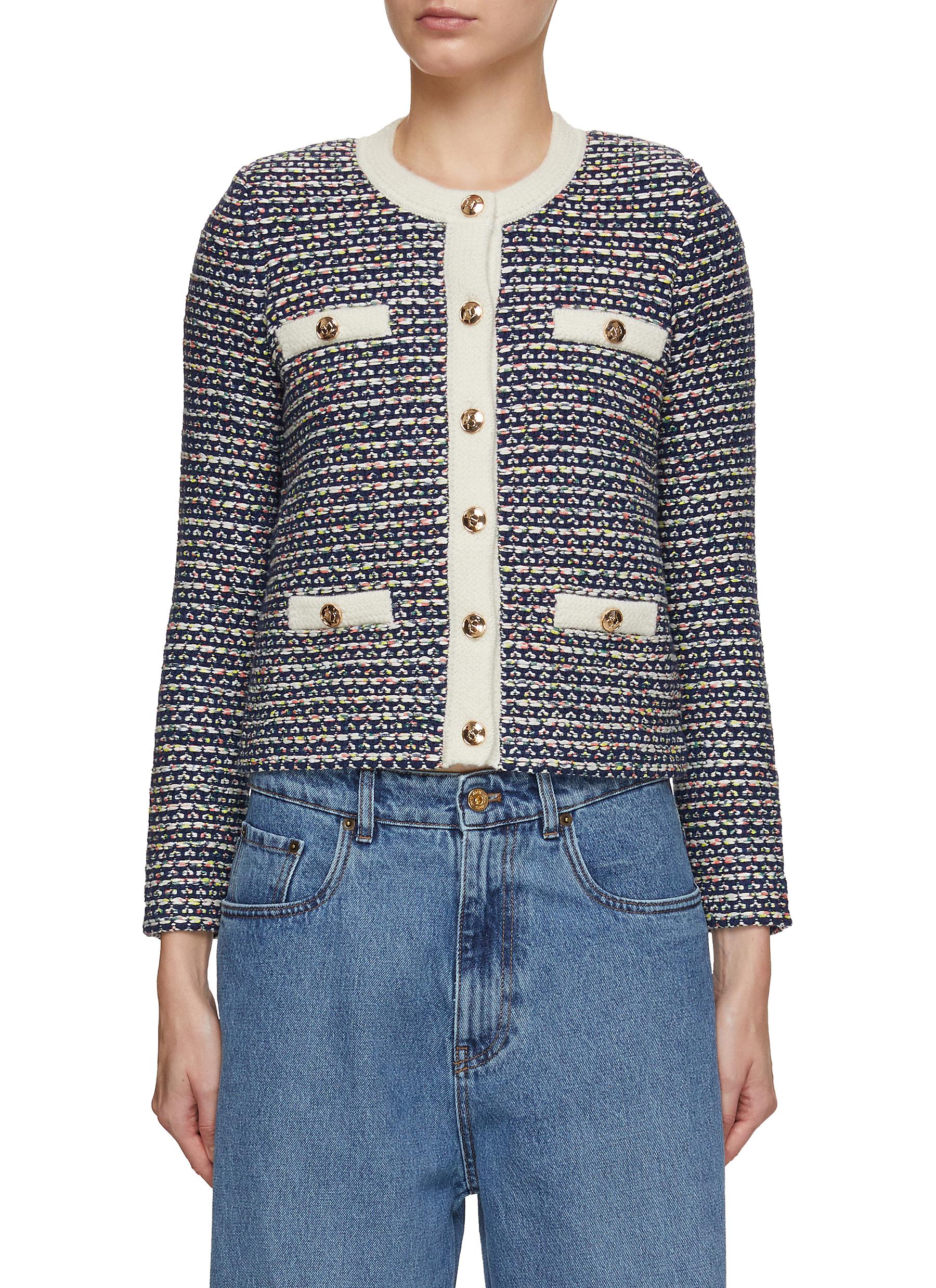 CRUSH COLLECTION Bouclé Crewneck Jacket