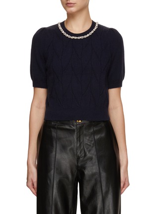 Main View - Click To Enlarge - CRUSH COLLECTION - Mid-Sleeve Pointelle Sweater