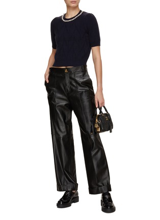 Figure View - Click To Enlarge - CRUSH COLLECTION - Mid-Sleeve Pointelle Sweater