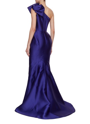 Back View - Click To Enlarge - MARCHESA COUTURE - One-Shoulder Satin Fishtail Gown