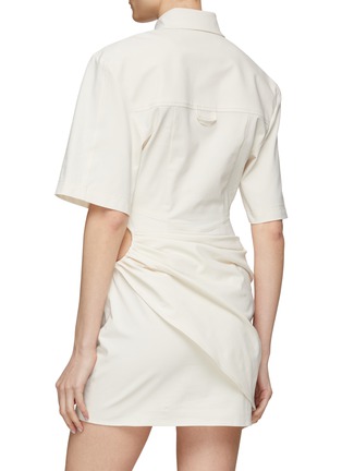 Back View - Click To Enlarge - JACQUEMUS - Short Sleeve Wrap Shirt Dress