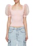 Main View - Click To Enlarge - ALICE & OLIVIA - Abella Sheer Puff Sleeve Knit Top