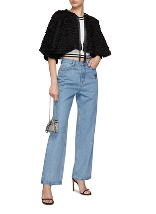Figure View - Click To Enlarge - ALICE & OLIVIA - Loree Tie Front Cropped Ruffle Jacket