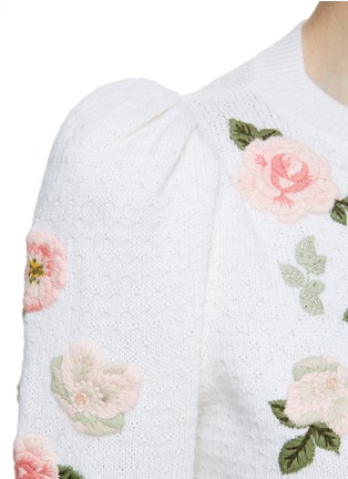  - ALICE & OLIVIA - ‘Kitty’ Floral Embroidered Puff Sleeve Cardigan