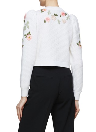 Back View - Click To Enlarge - ALICE & OLIVIA - ‘Kitty’ Floral Embroidered Puff Sleeve Cardigan