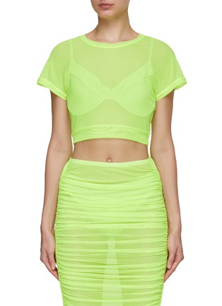 Main View - Click To Enlarge - GOOD AMERICAN - Cropped Mesh T-Shirt