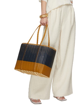 Figure View - Click To Enlarge - PALOROSA - Medium Basket Bicoloured Woven Bag