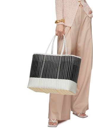 Figure View - Click To Enlarge - PALOROSA - Large Basket Bicoloured Woven Bag