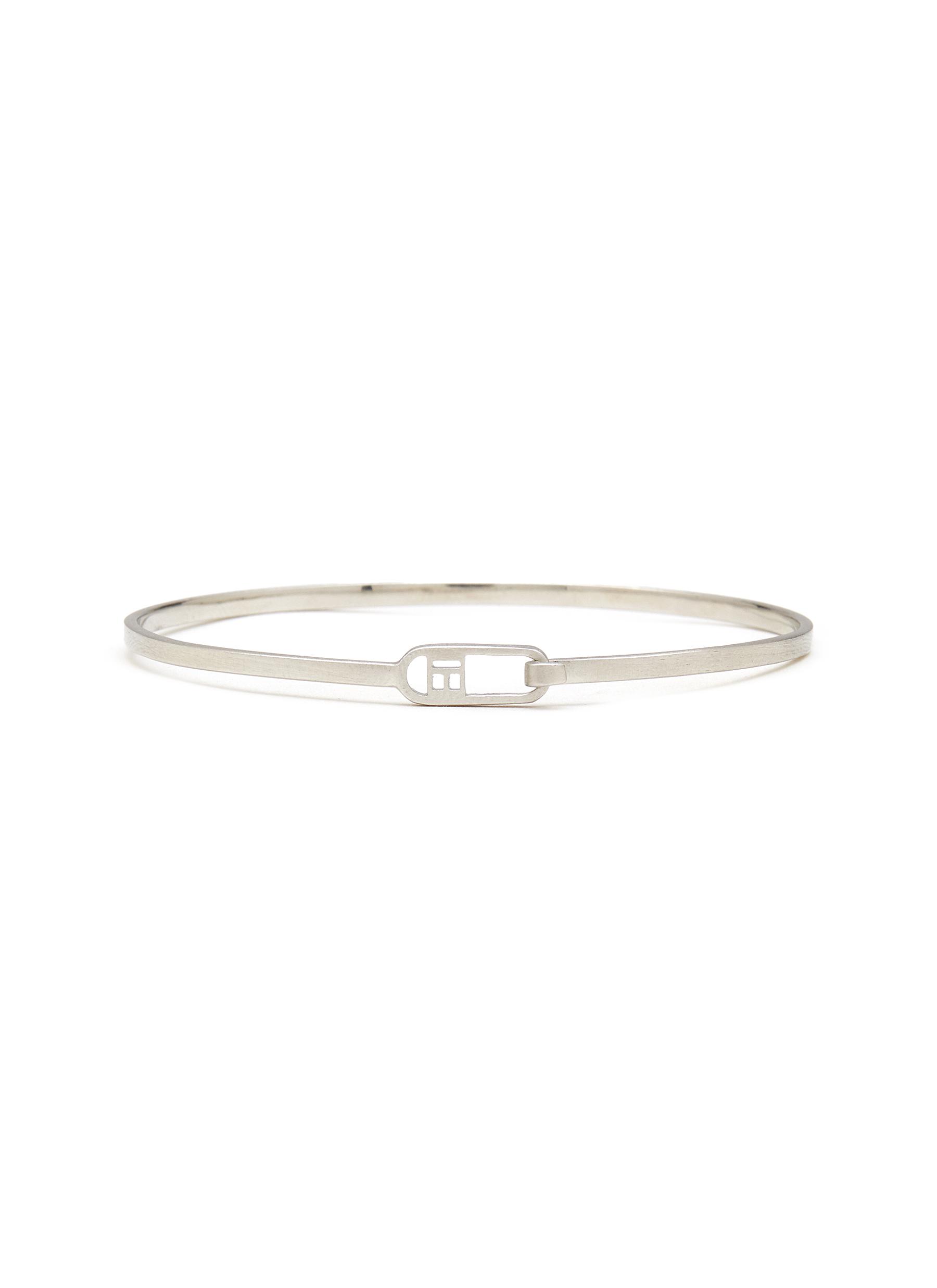 Brushed Rhodium Plated Sterling Silver T-Bangle