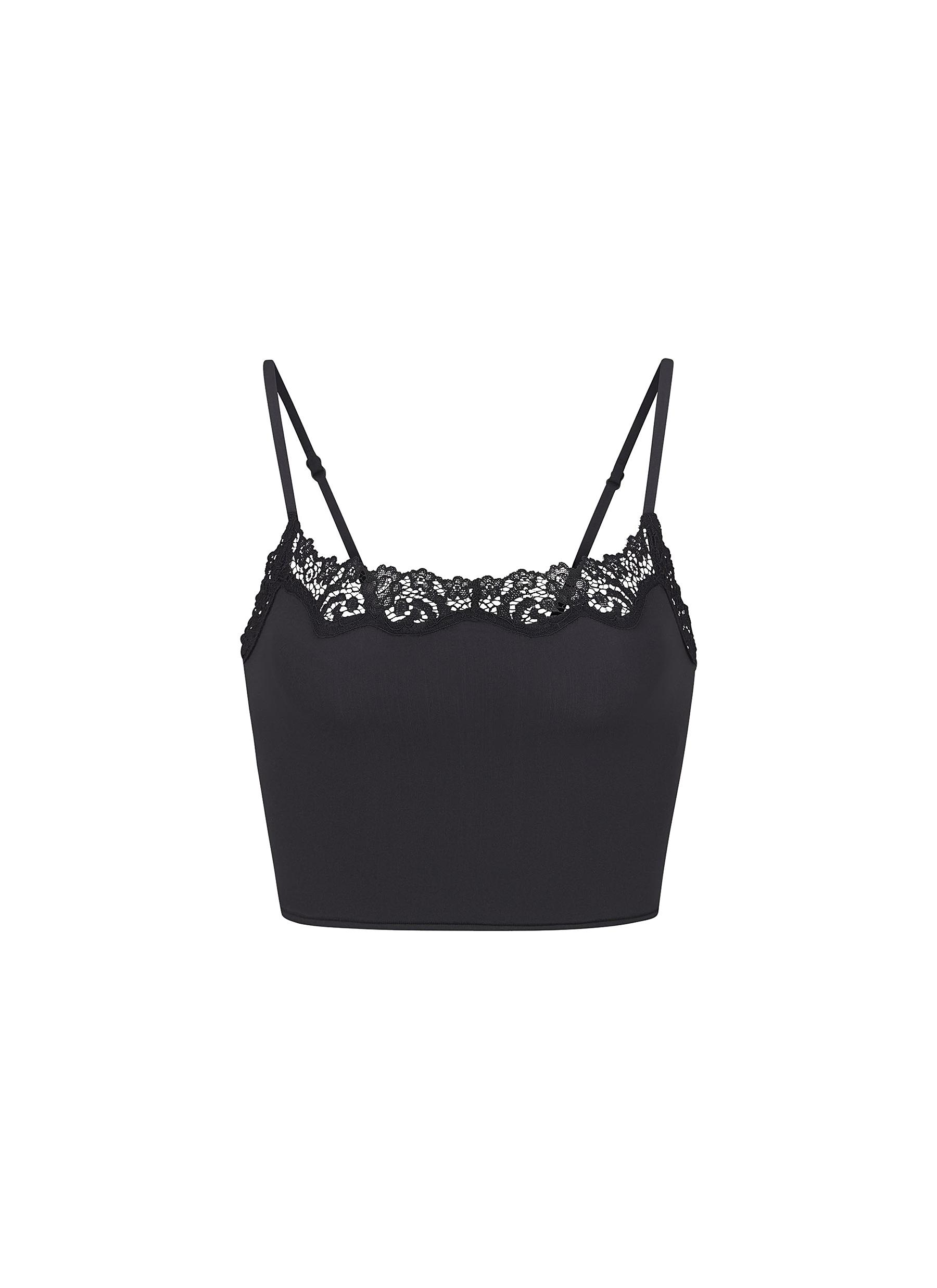 Buy BLACK LACE-TRIM FITTED CAMI TOP for Women Online in India