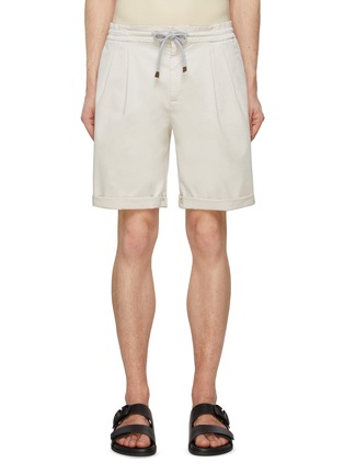 Main View - Click To Enlarge - BRUNELLO CUCINELLI - Drawstring Waist Pleated Bermuda Shorts