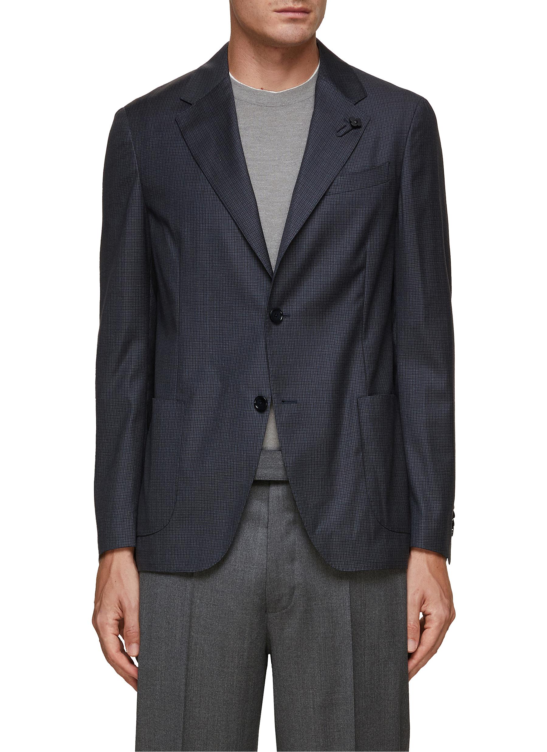 Lardini logo-patch Double-Breasted Blazer - Blue