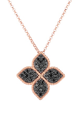 ROBERTO COIN | Princess Flower Diamond Ruby 18K Rose Gold Necklace — Size 45cm