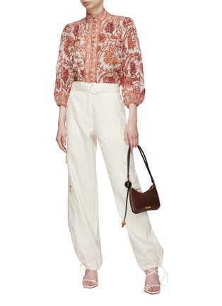 Figure View - Click To Enlarge - ZIMMERMANN - Tama Belted Drawstring Cuff Linen Utility Pants