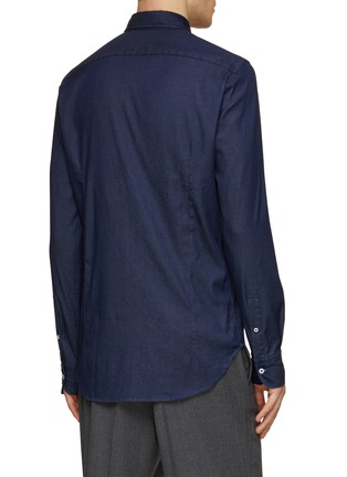 Back View - Click To Enlarge - CANALI - Denim Stretch Button Up Shirt