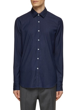 Main View - Click To Enlarge - CANALI - Denim Stretch Button Up Shirt