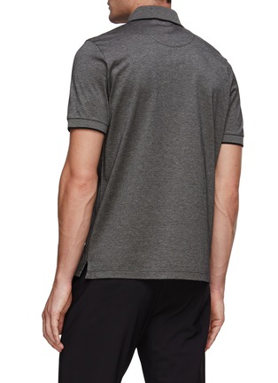 Back View - Click To Enlarge - CANALI - Ribbed Detail Polo Shirt