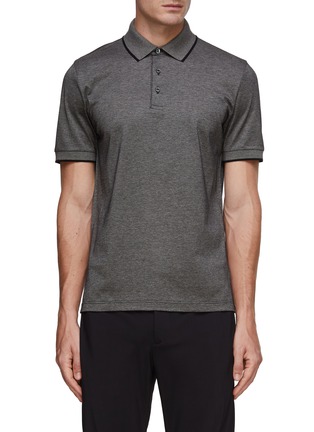 Main View - Click To Enlarge - CANALI - Ribbed Detail Polo Shirt