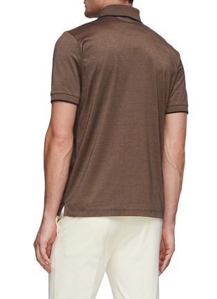 Back View - Click To Enlarge - CANALI - Ribbed Detail Polo Shirt