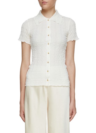 Main View - Click To Enlarge - VINCE - Smocked Button Up Shirt