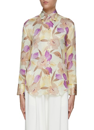 Main View - Click To Enlarge - VINCE - Nouveau Magnolia Print Silk Shirt