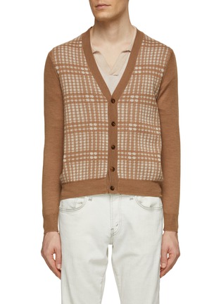 Main View - Click To Enlarge - CANALI - Check Wool Knit Cardigan
