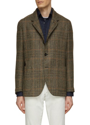 Main View - Click To Enlarge - CANALI - Checkered Single Breasted Notch Lapel Blazer