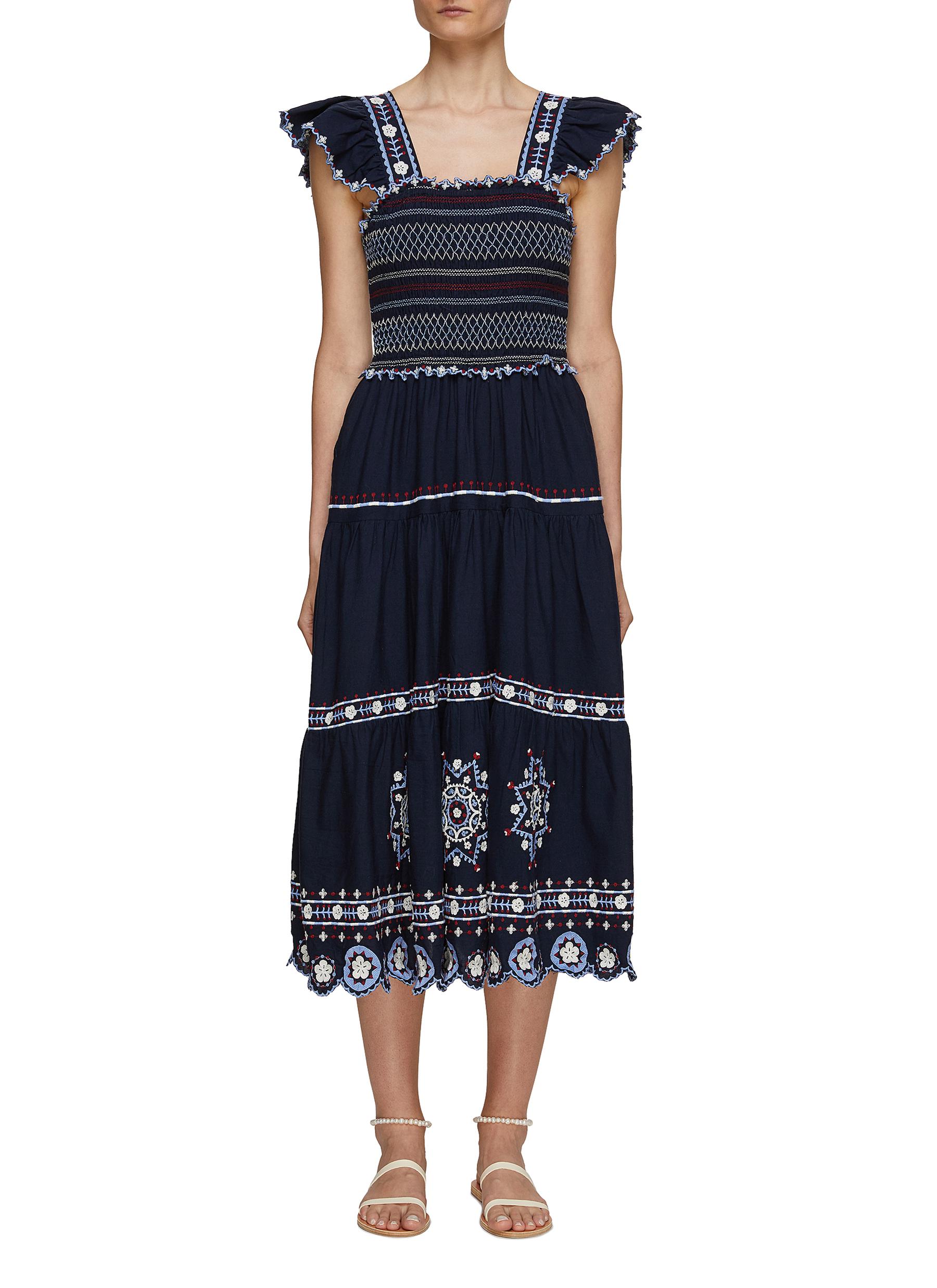 Self portrait on sale embroidered midi dress