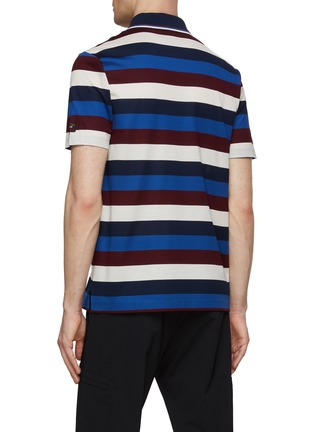 Back View - Click To Enlarge - PAUL & SHARK - Striped Cotton Polo Shirt