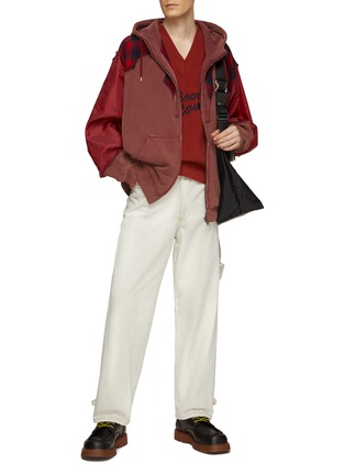 Figure View - Click To Enlarge - MAISON MARGIELA - Flannel Patchwork Zip Up Hoodie