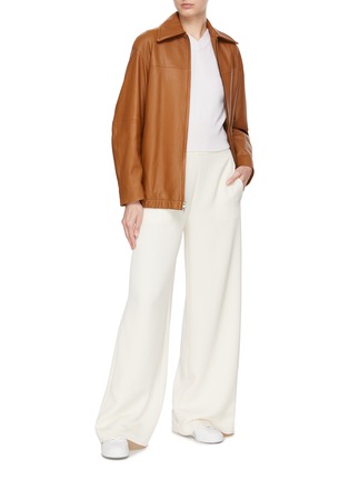 Figure View - Click To Enlarge - VINCE - Oversized Leather Zip Up Jacket