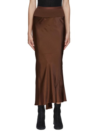 Main View - Click To Enlarge - RICK OWENS  - Bias Cut Satin Midi Skirt