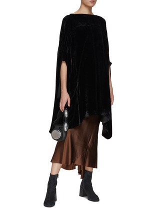 Figure View - Click To Enlarge - RICK OWENS  - Bias Cut Satin Midi Skirt