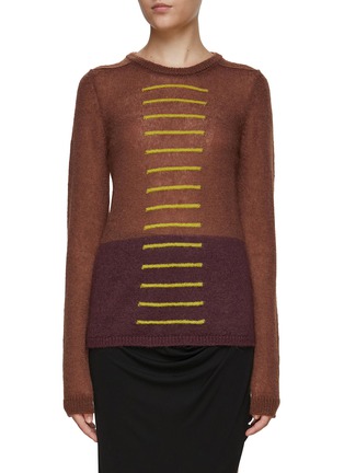 Main View - Click To Enlarge - RICK OWENS  - Stripe Front Knit Top