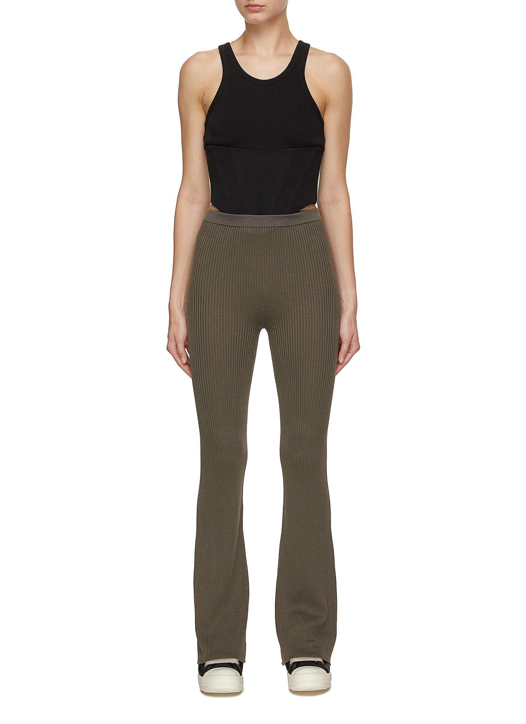 LTS Tall Womens Black Ribbed Flared Trousers