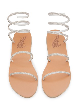 Detail View - Click To Enlarge - ANCIENT GREEK SANDALS - Ofis Crystal Embellished Ankle Wrap Sandals