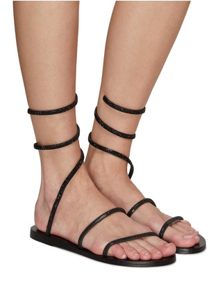 Figure View - Click To Enlarge - ANCIENT GREEK SANDALS - Ofis Crystal Embellished Ankle Wrap Sandals