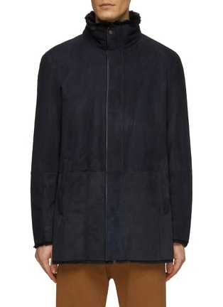 Main View - Click To Enlarge - PAUL & SHARK - Leather Sheepskin Water Repel Car Coat