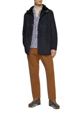 Figure View - Click To Enlarge - PAUL & SHARK - Leather Sheepskin Water Repel Car Coat