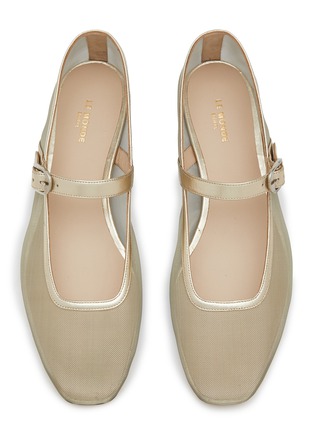 Detail View - Click To Enlarge - LE MONDE BERYL - Leather Trim Mesh Mary Jane