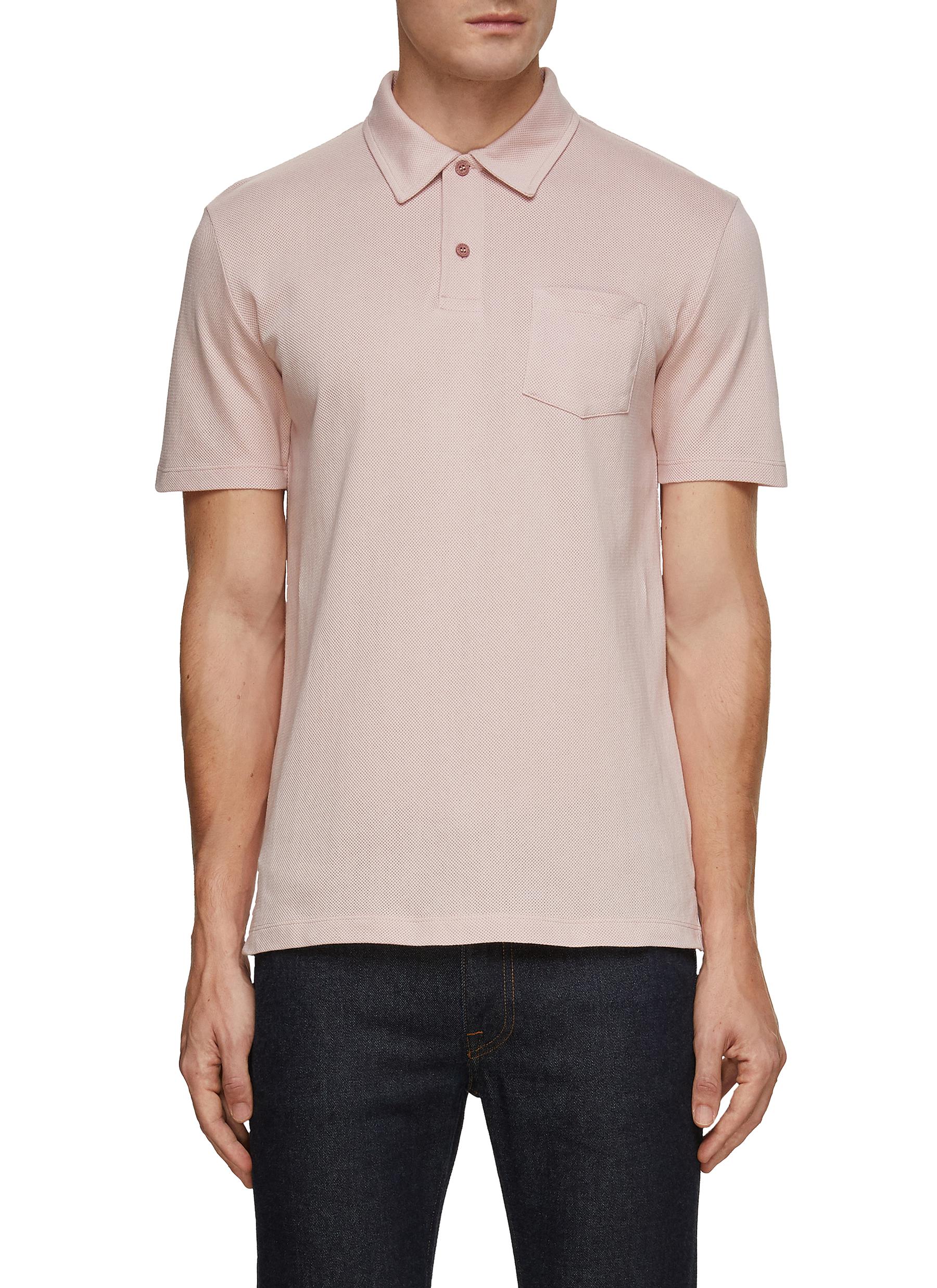 Sunspel Riviera Cotton Polo Shirt In Pink