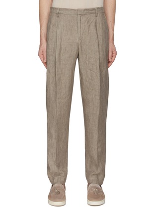 Main View - Click To Enlarge - SUNSPEL - Pleated Front Linen Pants