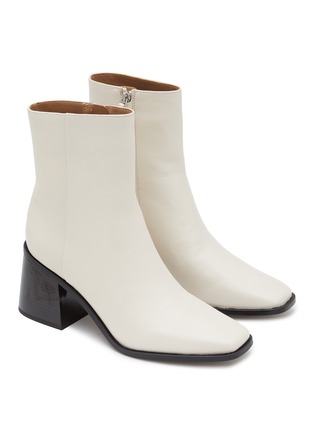 Buy Caradise Womens High Chunky Heeled Boots Zip Up Square Toe Ankle Booties  Size 8.5 B(M) US,White Online at Lowest Price Ever in India | Check Reviews  & Ratings - Shop The