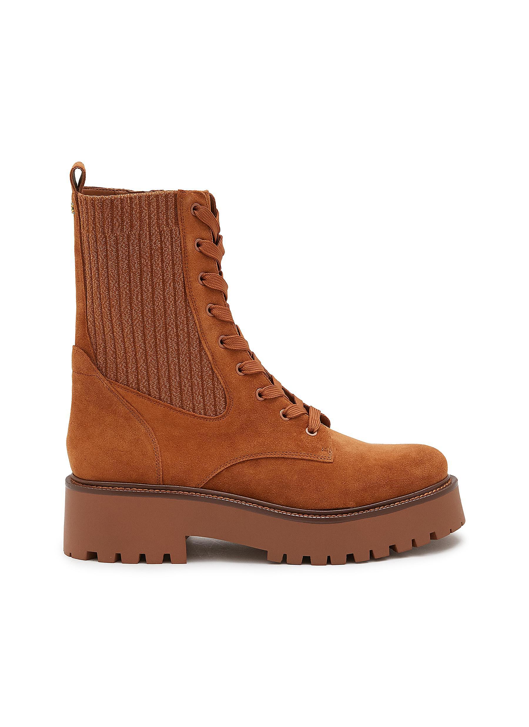 Faux suede platform combat on sale boots