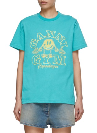 Main View - Click To Enlarge - GANNI - Smiley Gym Print Relaxed Crewneck T-Shirt