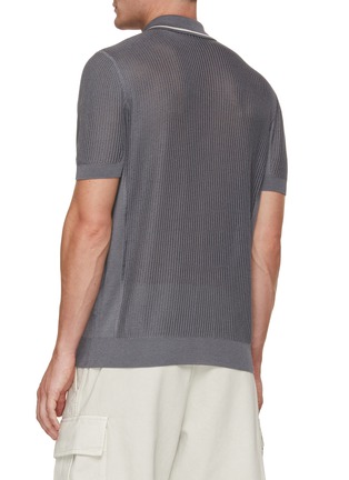 Back View - Click To Enlarge - PRADA - Logo Intarsia Knit Polo Shirt