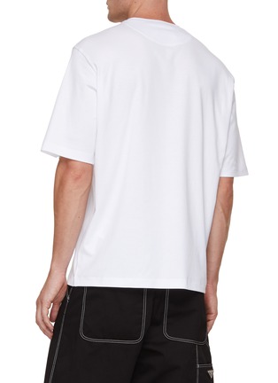 Back View - Click To Enlarge - PRADA - Logo Plaque Cotton T-Shirt