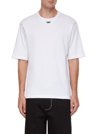 Main View - Click To Enlarge - PRADA - Logo Plaque Cotton T-Shirt