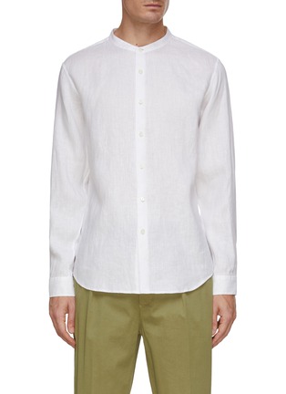 Main View - Click To Enlarge - THEORY - Irving Linen Band Collar Shirt